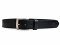LEXORA Black Leather Belt | Genuine Leather Belt | Classic Silver Buckle | Formal & Casual Belt | Men's Belt | Size 40-50