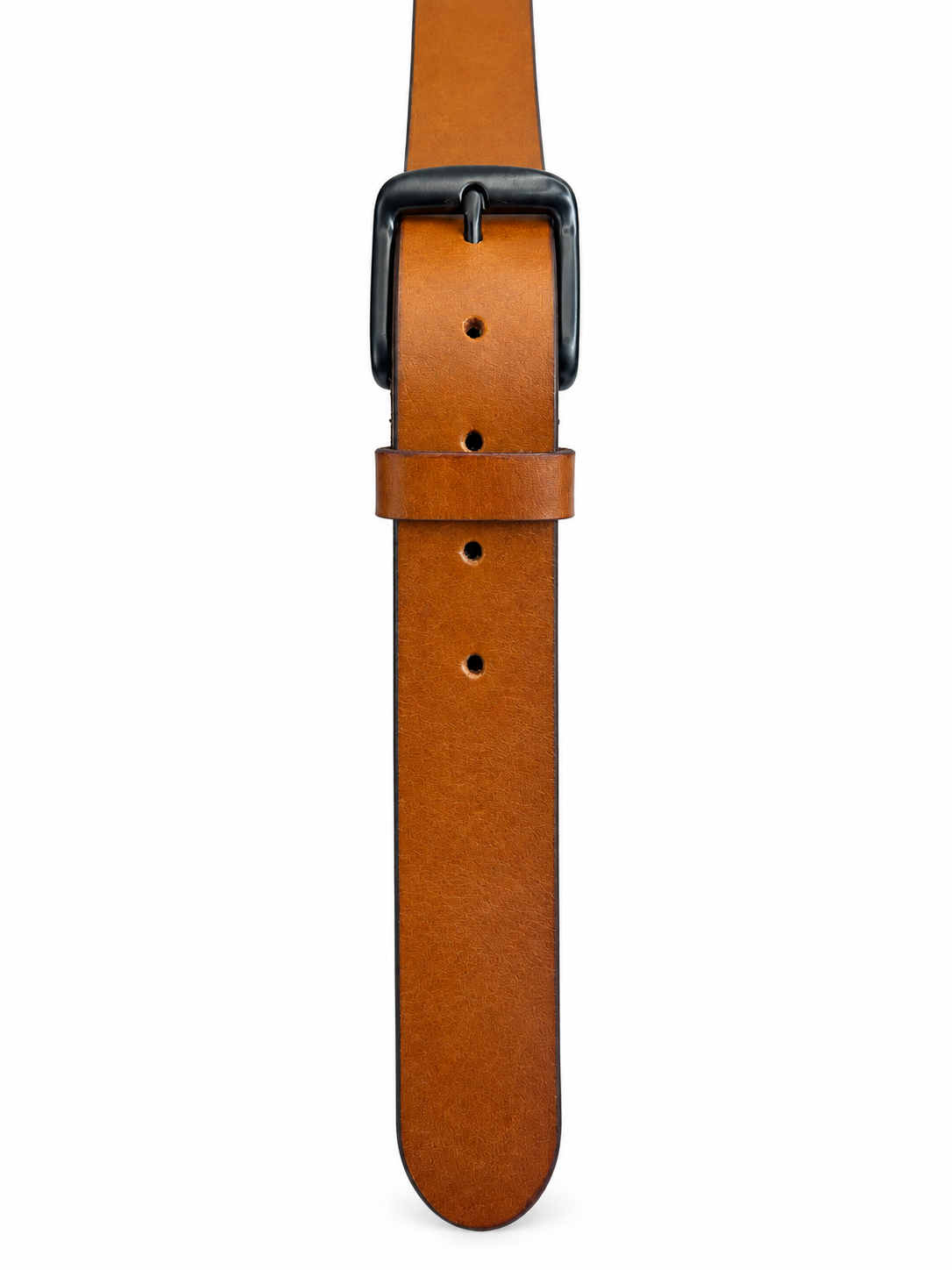 LEXORA Hand Crafted Classic Tan Genuine Leather Belt with Matte Black Buckle