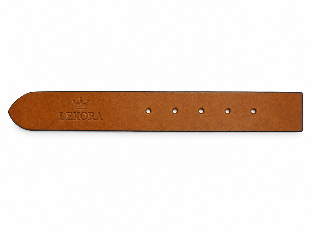 LEXORA Hand Crafted Classic Tan Genuine Leather Belt with Matte Black Buckle
