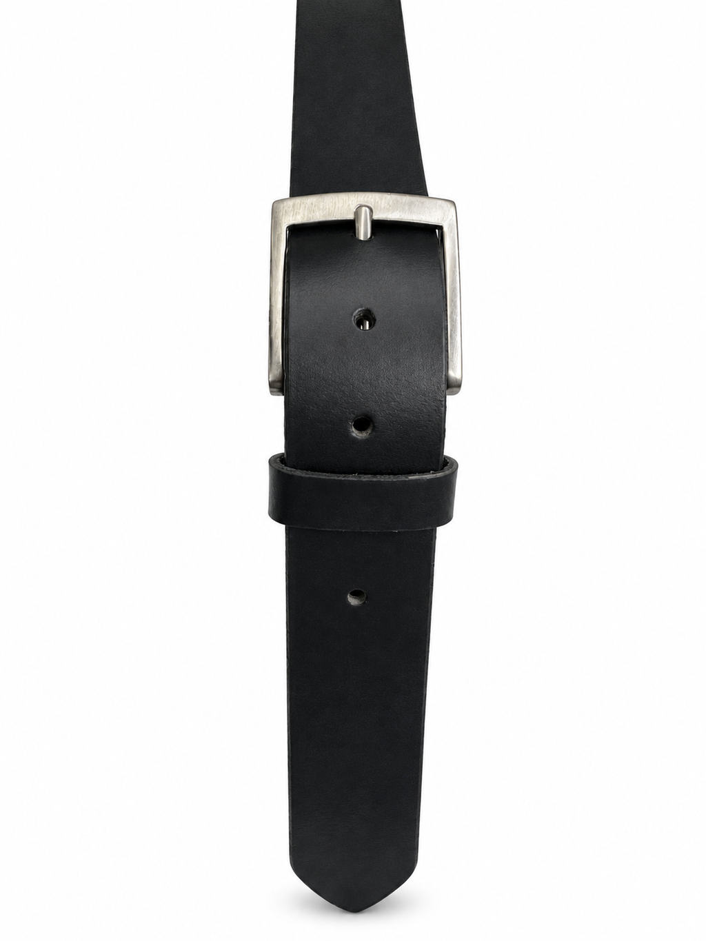 LEXORA Black Leather Belt | Genuine Leather Belt | Classic Silver Buckle | Formal & Casual Belt | Men's Belt | Size 40-50