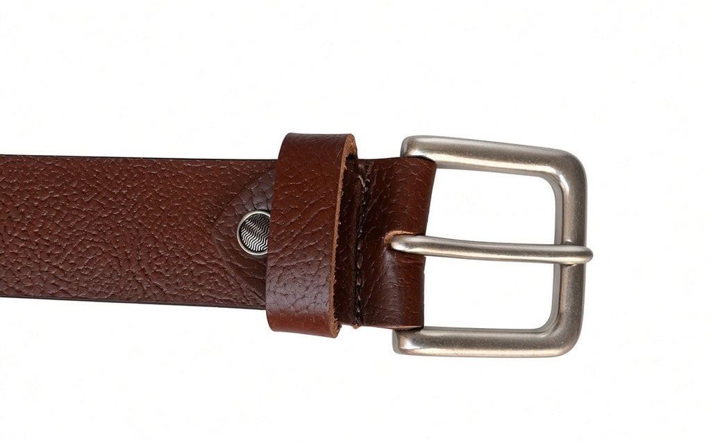 Lexora Genuine Leather Belt – Classic Brown with Silver Buckle | Sizes 40–50 | Premium Adjustable Men’s Belt