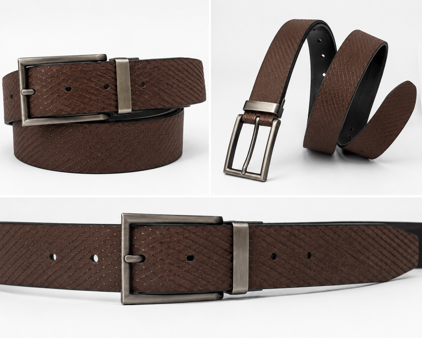 LEXORA Reversible Leather Belt – Brown