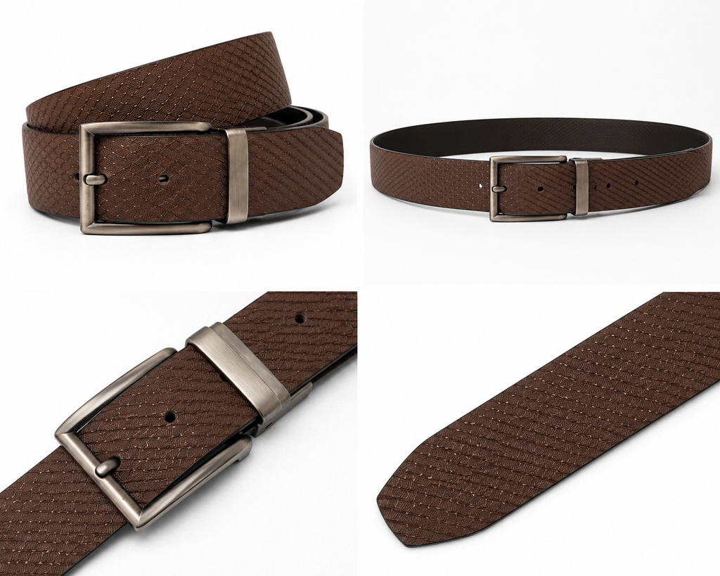 LEXORA Reversible Leather Belt – Brown