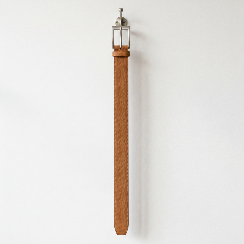 Classic Grain Leather Belt - Hanging on Metal Hook