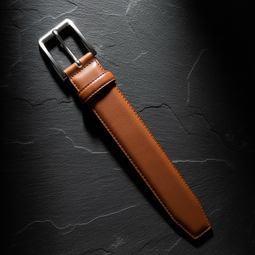 Classic Grain Leather Belt - Top View Diagonal